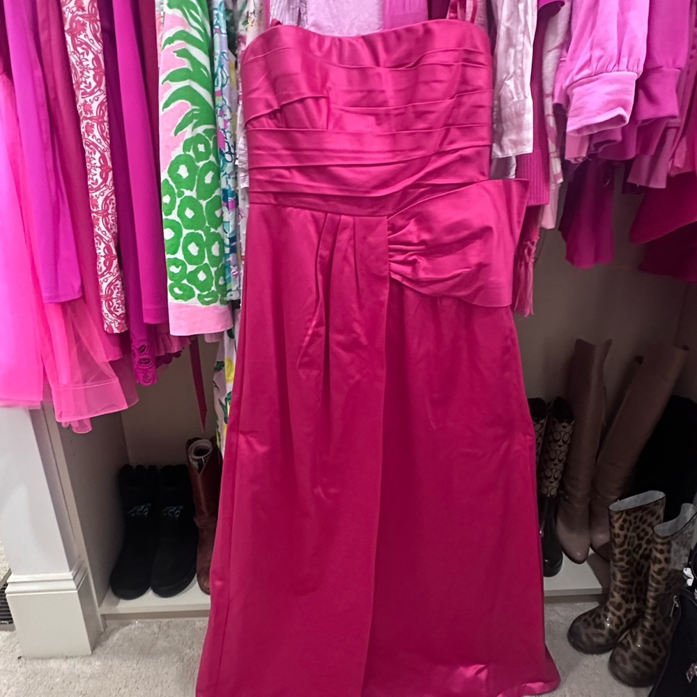 BCBGMaxAzria Pink Ruched Strapless Dress